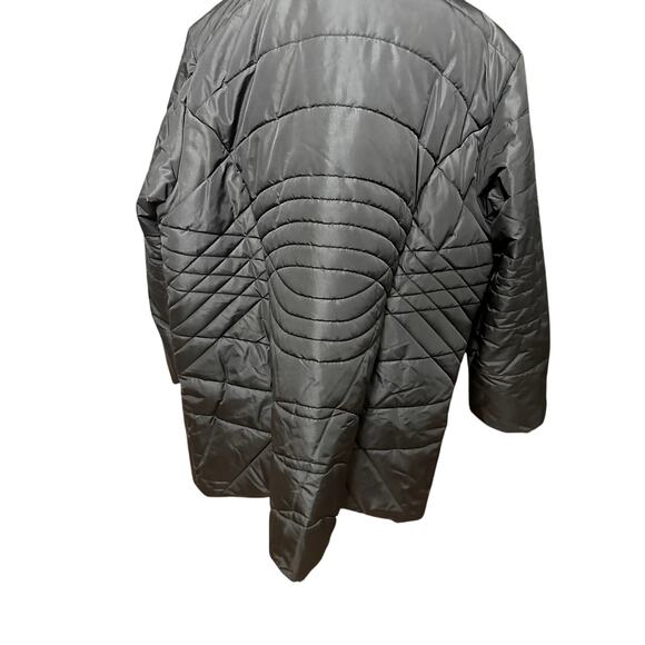 Avenue Puffer Jacket Quilted Design Faux Fur Trim Hooded Solid Black W 14/16 NWT - Picture 8 of 11